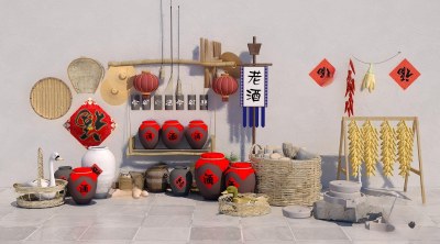 中式乡村小品3D模型下载